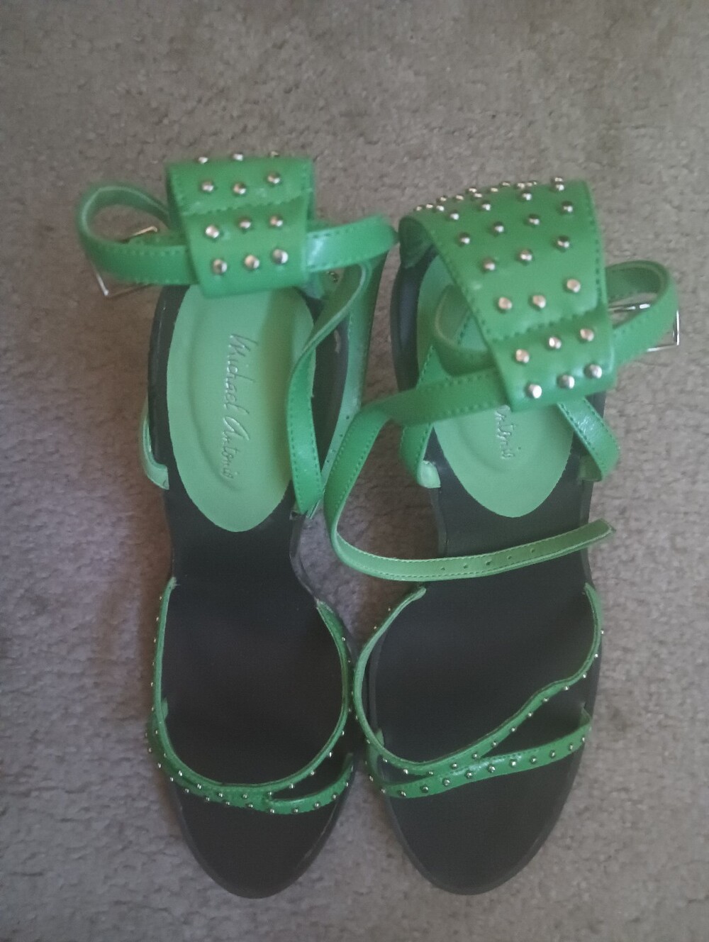 Michael Antonio Green Studded Heels (Size 10)